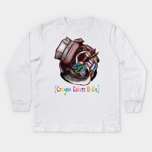 Semper Fi Crayon Eater Bulldog (Black and White version) Kids Long Sleeve T-Shirt
